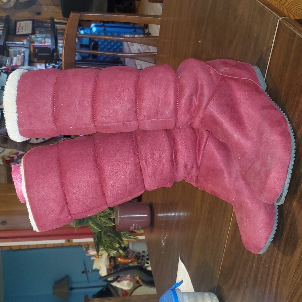 Faux Fur Lined Red Boots